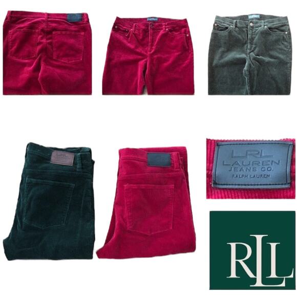 LRL Lauren Ralph Lauren jeans in red & green corduroy bundle size 12 - Picture 1 of 12